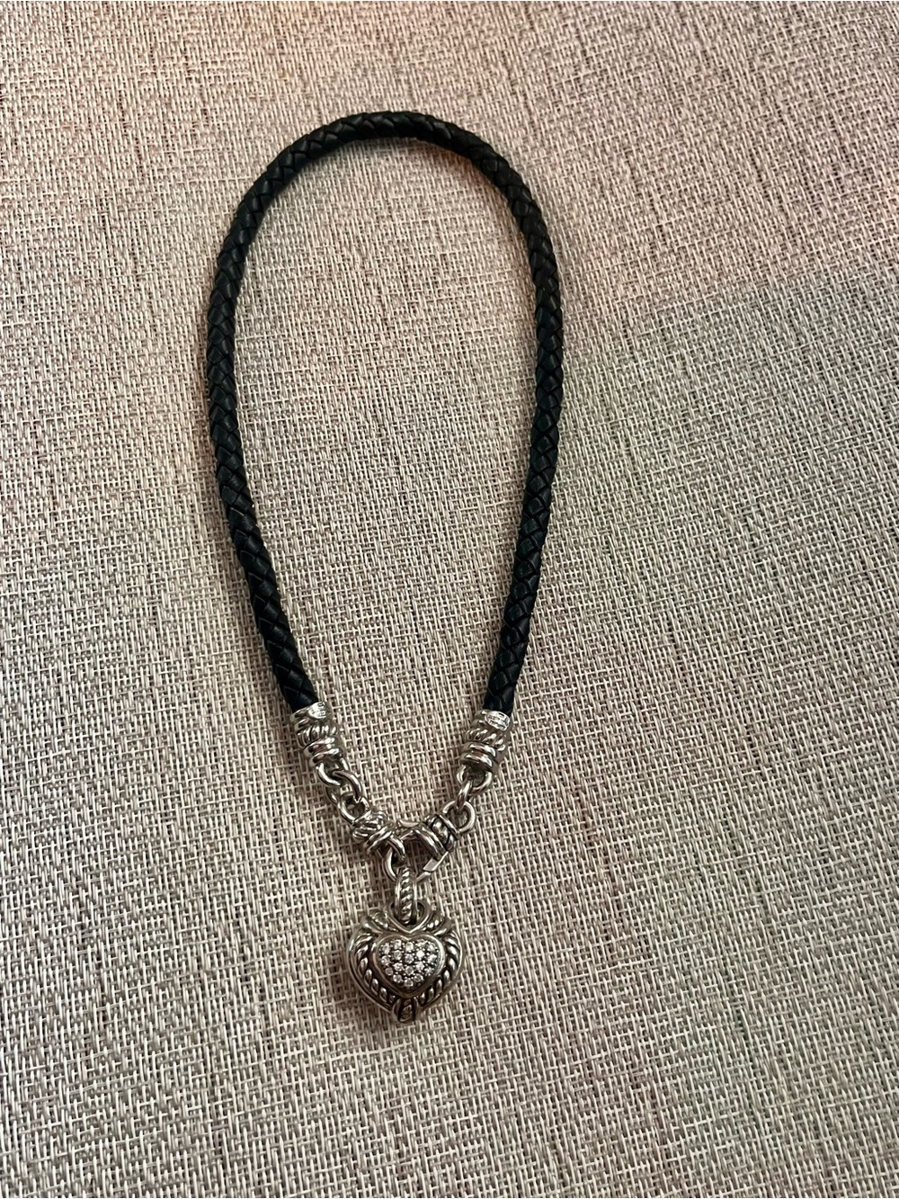 Elegant, luxurious & unique Judith Ripka Sterling Silver heart shaped Necklace.